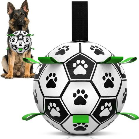 Jouet balle pour chien avec poignée, jouet interactif résistant pour chiens de grande taille et extra large, jouet d'anniversaire pour chien, 6 pouces (1/5)