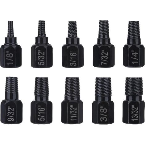 Lot de 10 extracteurs de vis pour boulons endommagés et écrous cassés Outils en alliage d'acier haute dureté pour réparation domestique et automobile (1/5)