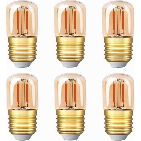 Mini ampoule LED tubulaire , 1W T28 Edison Ampoule à filament LED E27 Base à vis 2200K Ampoule blanche super chaude pour décorative 80 lm non dimmable (verre ambré) 6 Pack (1/5)