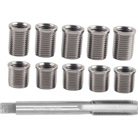 Outil de réparation de filetage de bougie d'allumage – Kit avec 10 tuyaux M10x1.0 et 1 taraud M12x1.0 – Acier inoxydable et rapide (1/5)