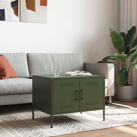 Maison Exclusive - Tavolino da Salotto Verde Oliva 68x50x50,5 cm in Acciaio