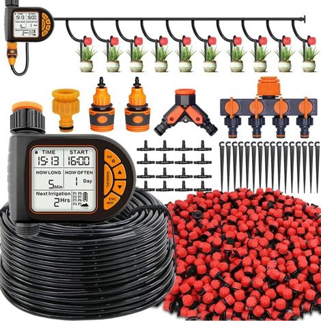 Minuteur intelligent pour jardin 1/4" avec écran LCD étanche IPX5 – Capteur de pluie intégré – Programmation jusqu'à 8 cycles – Alimentation 2 piles AA – 2B