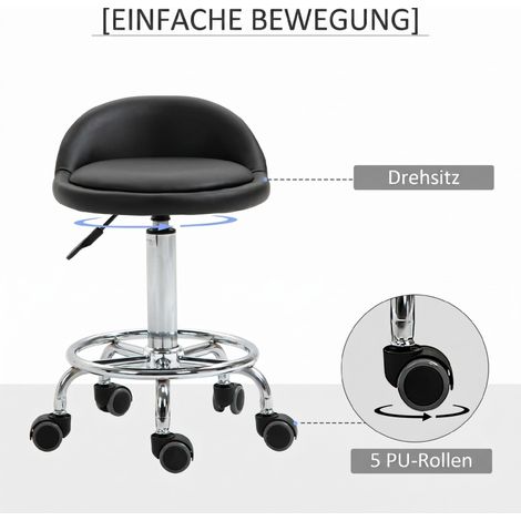 Tabouret pivotant avec dossier, hauteur réglable de 57 à 72 cm, siège pour bureau, salon et massage (1/5)