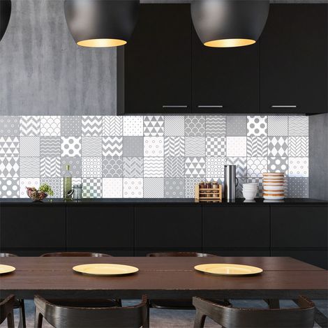 Sticker Mural Carrelage adhésif Cuisine Salle de Bain - 60 STICKERS CARREAUX DE CIMENT SCANDINAVE CARDIFF - 60stickers10x10cm (1/5)