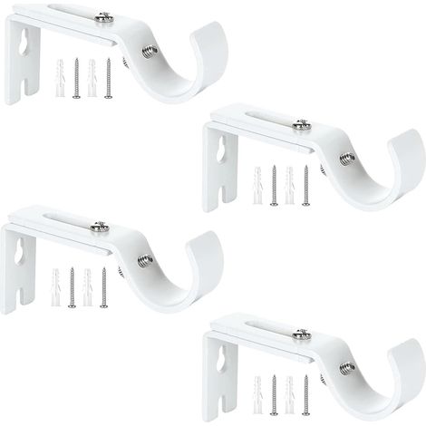 Support Tringle À Rideaux, 4 Pièces Supports Pour Tringles À Rideaux Réglables En Métal, Fixation Tringle Rideau Pour Maison Et Bureau, Attache Tringle Rideau Ajustable (4 Blanc) (1/5)