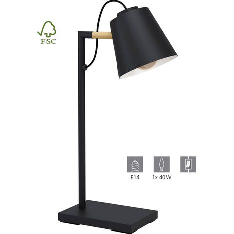 Lampada Da Tavolo Vintage Lacey Acciaio Nero 1 Luce E14 (1/4)