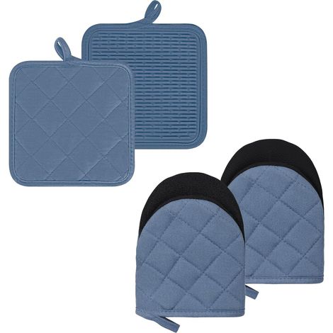 Lot de 4 Gants de Cuisine et maniques en Silicone résistants à la Chaleur jusqu'à 500 degrés - pour Barbecue, Micro-Ondes, lavables en Machine (1/5)