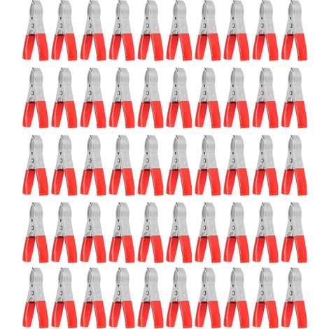 Pince de câble de batterie haute qualité 30A Clamp/support pour outils de test électrique Acier PVC isolé 50 pièces (rouge) (1/5)