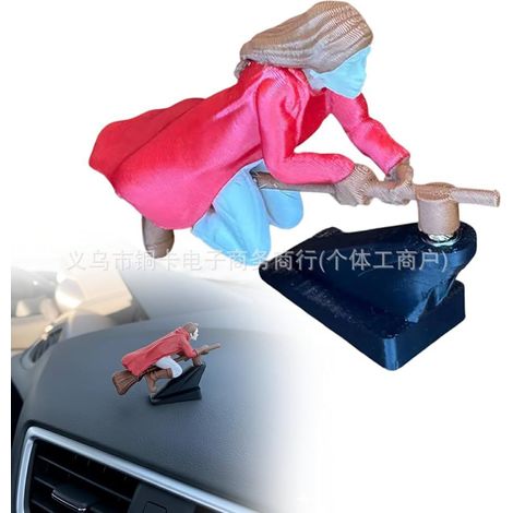 Funny and humorous drifting turn witch with wizard broom car dashboard drift decoration - red (female) -