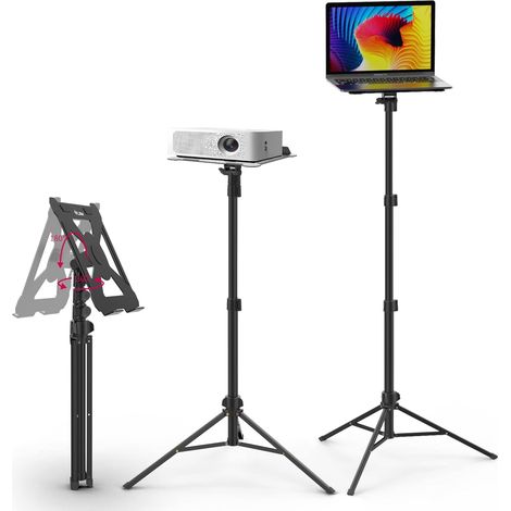 Support de vidéoprojecteur réglable en Hauteur de 60 à 150 cm en Aluminium avec Plaque Pliante de 3 kg, 360 ° et 180 ° Pupitre Portable réglable (1/5)