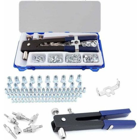 Gewindenietmuttern-Set, 86-teilig, Nietpistolen-Set, Nietmuttern-Werkzeug, Gewindeeinsatz für M3-, M4-, M5-, M6- und M8-Gewinde, Bluedeer (1/3)