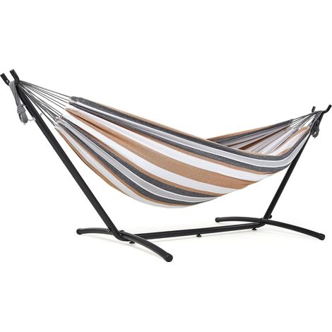 Hamac avec Support d'extérieur de Camping Portable, Hammack sur Pied pour Le Camping, la Plage et Les Voyages, 200 kg Capacité de Charge, Brun Jaunâtre