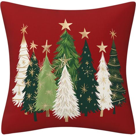Fodera per cuscino a forma di albero di Natale in poliestere, federa per cuscino - 5