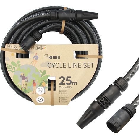 Gartenschlauch Schwarz 25 m 1/2" knick und drehfest mit Armaturen "Cycle Line" (1/4)