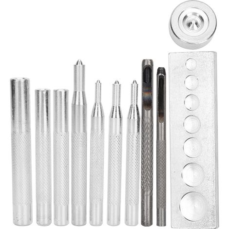 Kit d'outils pour boutons-pression, comprenant une perforatrice, un installateur de boutons et un kit d'outils de base 7 en 1 pour le travail du cuir. (1/5)