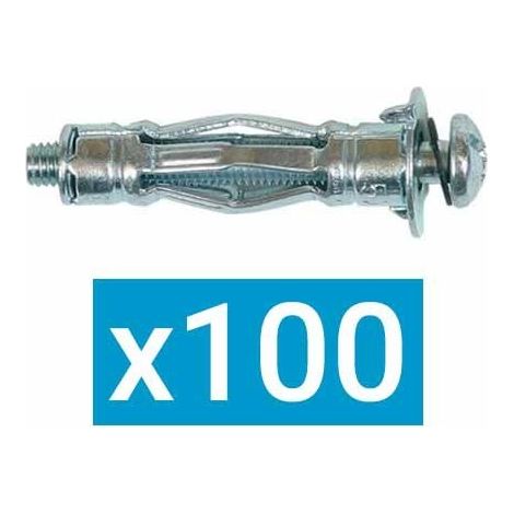 100 Chevilles "BRIK" idéale plaque de plâtre / matériaux creux D. 5 x 52 mm + Vis - Zingué (1/3)