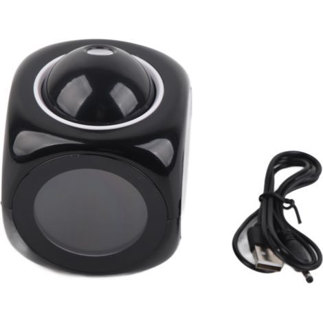 Horloge de chevet projecteur multifonction en plastique, charge USB, LED, projection vocale, réveil pour chambre, noir (1/5)