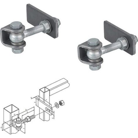 Locinox – Charnière industrielle réglable 3-D – Acier galvanisé à chaud – Boulon M20 Ø 18mm – Ouverture 180° – Emballage par paire (1/2)