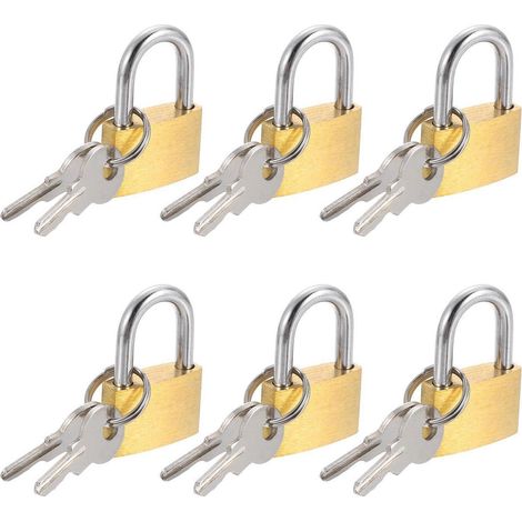 6er Set Messing Vorhängeschlösser mit Schlüssel, kurz, wasserdicht, rostfrei