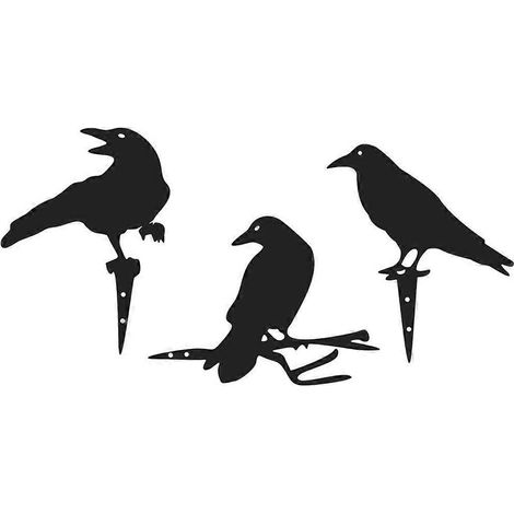 Lot de 3 statues d'oiseaux en métal pour jardin, piquets décoratifs, statues d'extérieur