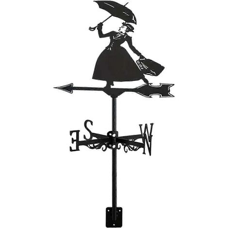 Girouette en métal représentant une dame tenant un parapluie, pour grange ou pavillon. (1/4)
