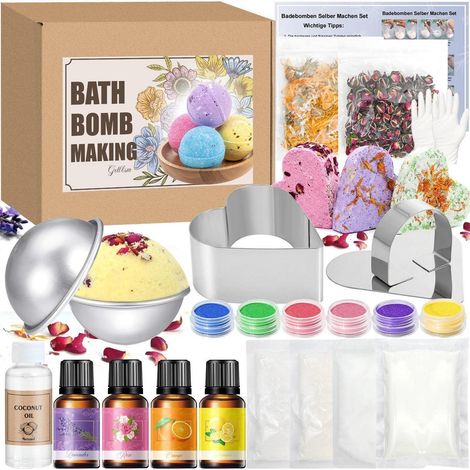 Badebomben Selber Machen Set mit Formen, Duftölen & Blüten (1/4)