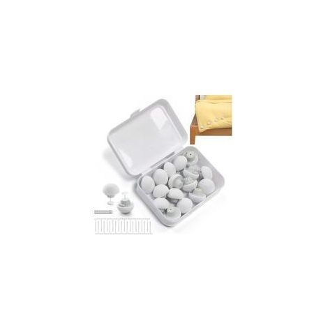 16 rutschfeste Bettbezugclips – Pilzform mit Knöpfen, inklusive Aufbewahrungsbox (Weiß, 16er-Packung) (1/5)