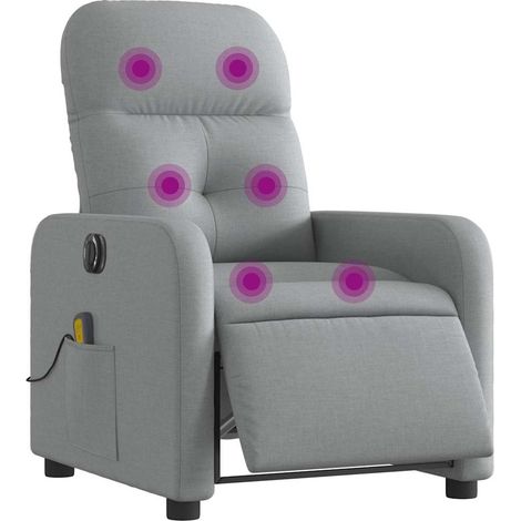 Sillón reclinable de masaje eléctrico tela gris claro vidaXL