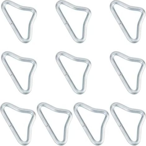 10 dreieckige Schlaufen für Trampolin, silberfarbenes Metall, hochfestes Eisen, Schnellverbindung, V-förmige Ringe, Tasche, Matte, Ersatzteile, Zubehör - (1/5)