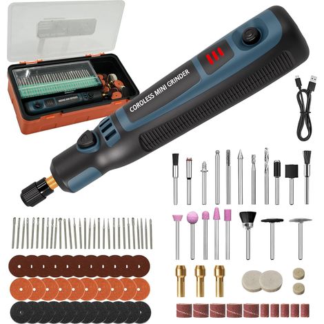 Outil Rotatif Multifonction Sans Fil, Stylo Graveur Électrique avec 96 Accessoires, USB Rechargeable Kit d'outils de Gravure pour Sculpture/Polissage/Ponçage/Perçage et Bricolage - (1/5)