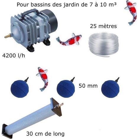 Set aération bassin 1 Diffuseur 30 cm + 3 Boules pour bassin de jardin de 7000 à 10000 litres (1/5)
