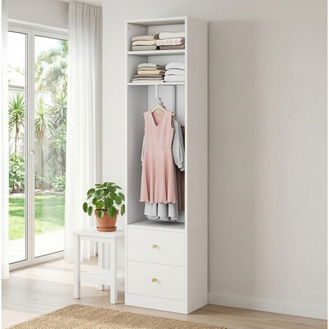 Armario abierto 50x30x200 cm de MDF y acero blanco con perchero – MEUBLIV (1/5)