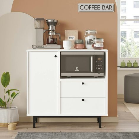Buffet de cuisine blanc niche micro-ondes et 1 porte JENA