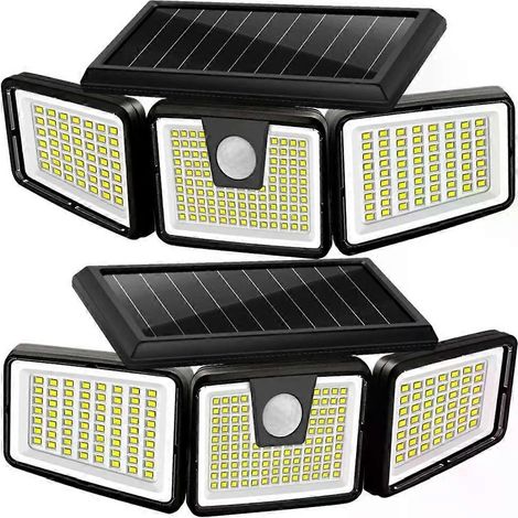 Solarleuchten für den Außenbereich, 233 LEDs, hohe Helligkeit, Solar-Bewegungsmelder, 3 Leuchtenköpfe, 270° breiter Abstrahlwinkel, IP65 wasserdicht (1/4)