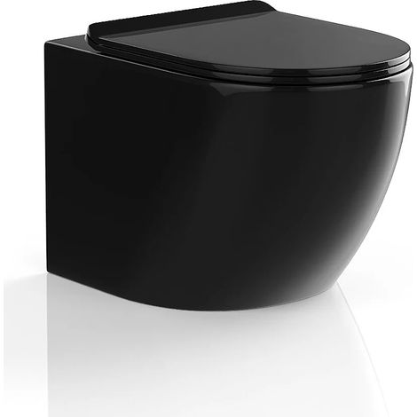 WC suspendu noir brillant en céramique sans bride - JAVOINE (1/5)