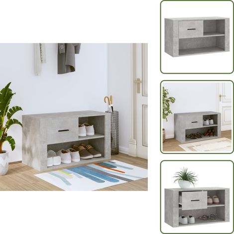 Schuhschrank Betongrau 80x35x45 cm Holzwerkstoff - Schuhschrank - Holzwerkstoff Möbel - Garderobe - Flurmöbel - Schrank