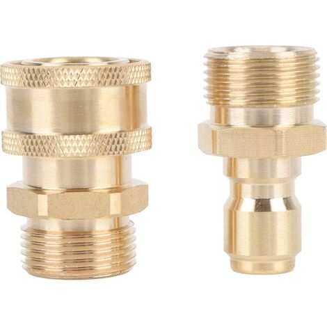 Pressure Washer Adapter Set 5000 PSI Brass M22 Male Thread Fitting 3/8in Quick Connector (1/4)