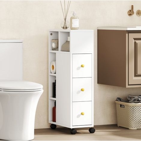 mobile bagno salvaspazio con cassetti bianco OKMYHOME (1/4)