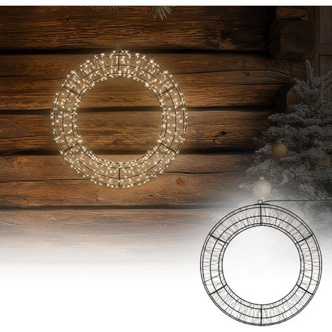 ECD Germany Corona de luces de navidad LED Ø38 cm guirnalda decorativa aro luminoso de metal adorno colgante para ventanas y puertas, 480 LEDs blanco cálido atenuador de intensidad y temporizas (1/5)