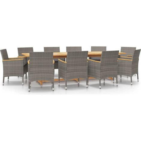 Maison Exclusive - Ensemble à manger de jardin 11 pcs avec coussins Gris (1/5)