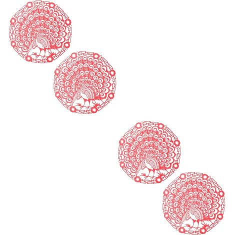 Lot de 2 Autocollants de Porte pour Le Festival Du Printemps Décorations de Fenêtre Uniques en Papier Découpé Chinois 2 Feuilles (1/5)