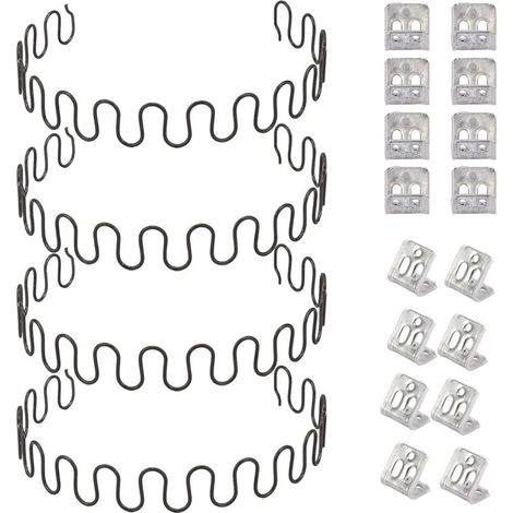 Ersatzfeder-Set für Sofas, 4 Stück, 50,8 cm, mit 16 S-förmigen Klammern, Drahtdurchmesser 4,0 mm – Reparatur-Set für Sofafedern für die Innendekoration und Möbel