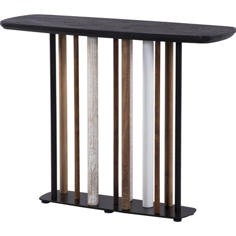 Console multicolore acacia et métal style contemporain - Noir et bois naturel multicolore
