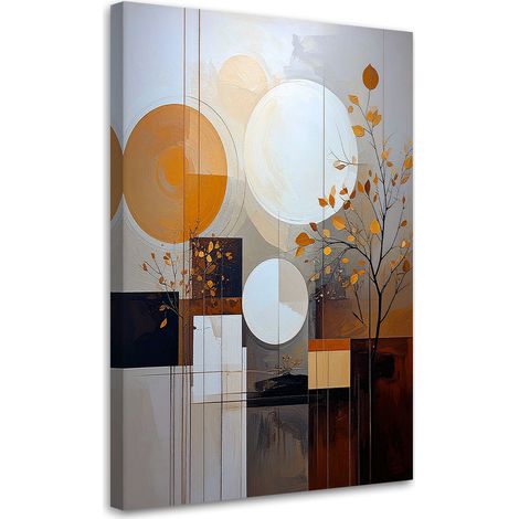 Tableaux, Abstraction géométrique orange de plantes,20x30 (1/4)