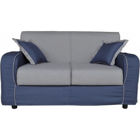 Divano sfoderabile 2 posti 146 cm PARIGI bicolore GRIGIO e BLU (1/3)