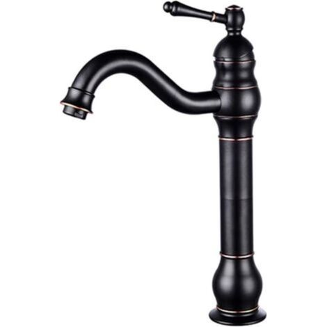 Robinet de lavabo, robinet de salle de bain, robinet de lavabo aspect bronze, robinet mitigeur en laiton à levier unique, mitigeur mural