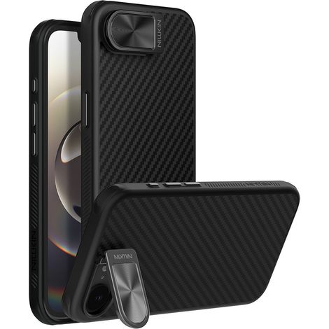 Schutzhülle für iPhone 17e/16e, Nillkin Armor, Carboprof-Hülle, mit Magsafe-Anschluss, schwarz (1/5)