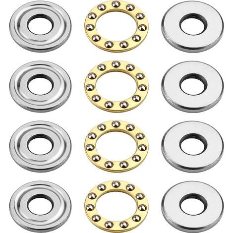 Set da 4 cuscinetti a sfere assiali miniaturizzati F8-22M, alta precisione, acciaio per cuscinetti, 8 x 22 x 7 mm, ideale per macchine contatrici, sistemi di tubazioni e produzione di stampi (1/5)