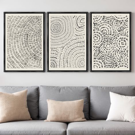 Black and White Abstract Print Set 61x91cm– black frame