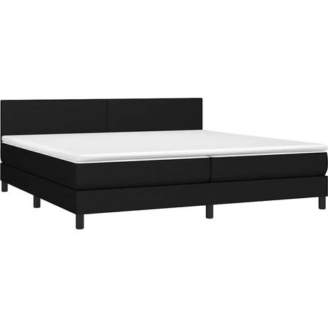 Cama box spring con colchón LED tela negro 200x200 cm (1/5)
